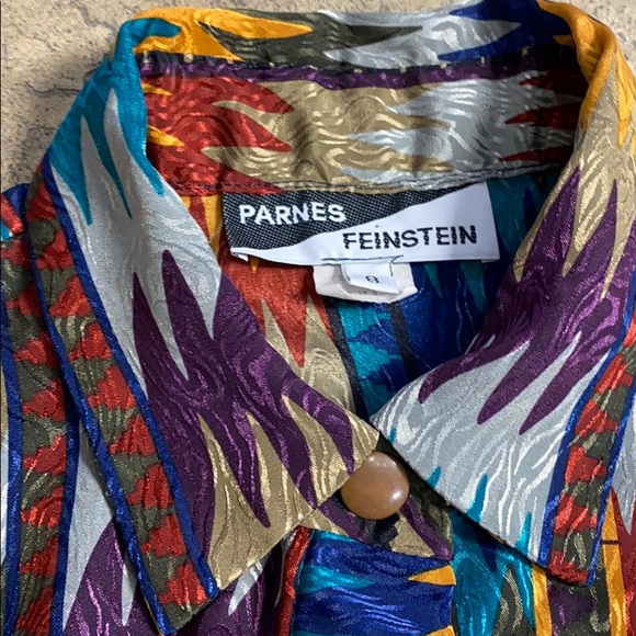 Vintage Fall Jewel Tone Zig Zag Shirtwaist Dress Hot Secretary - Picture 7 of 8